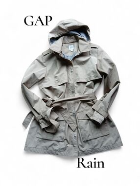 GAP Women's Size XL Hooded Trench Coat - Stone